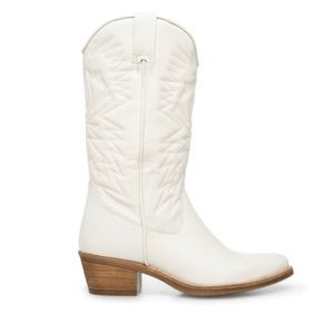 Steve Madden White Leather Boots worn once!